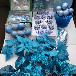 Clearance Large Lot Teal Blue Glass Ornaments/Decor/ Crafts